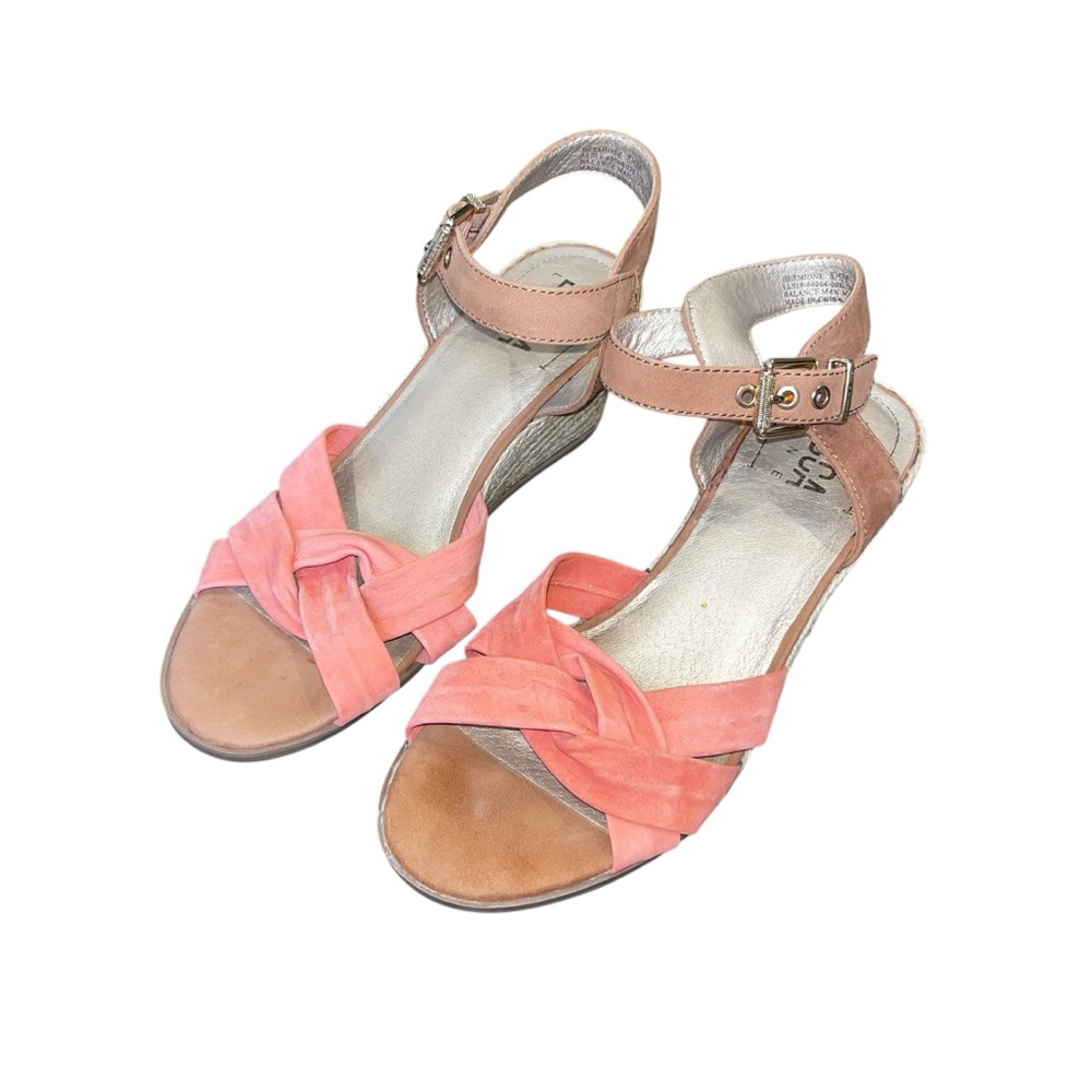 Lucca lane peach tan espadrille wedge leather ankle strap sandals new NWOT 8.5 - Picture 2 of 6